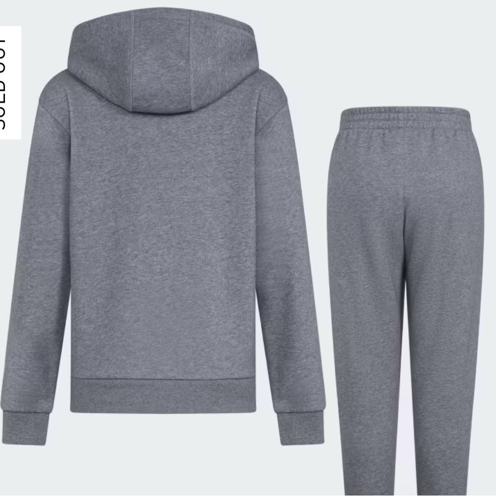 Adidas Heather Fleece Pullover Set Kids Charcoal Grey 7 New With Tags - Picture 4 of 8